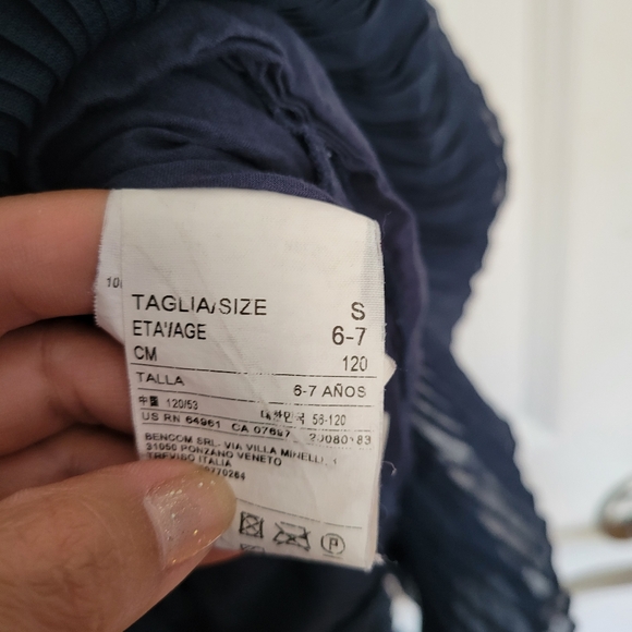 Benetton Class Girl Navy Ruffled Dress Size Small 6-7 - Picture 8 of 8